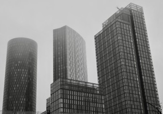 Deansgate Square in the fog