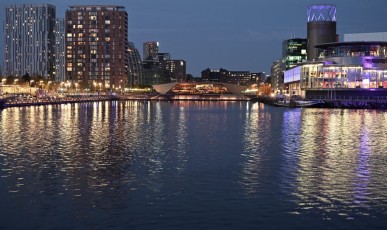 Sunset reflections, Salford Quays
